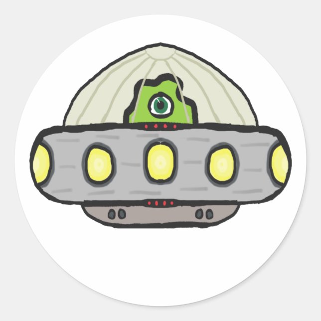 Flying Saucer Classic Round Sticker (Front)