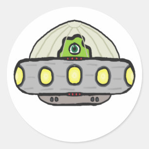 Flying Saucer Classic Round Sticker