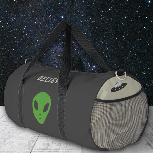Flying Saucer & Green Alien Duffle Bag (Flying Saucer & Green Alien Duffle Bag)