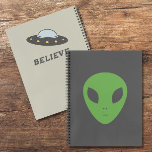 Flying Saucer & Green Alien Notebook