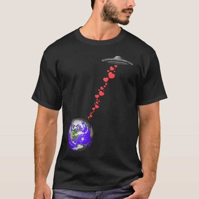 Flying Saucer Heart Bomber T-Shirt (Front)