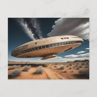 Flying Saucer Landing  Holiday Postcard