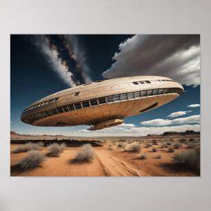 Flying Saucer Landing Poster