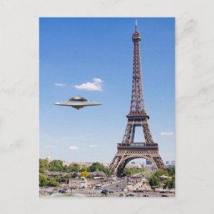 FLYING SAUCER OVER PARIS POSTCARD