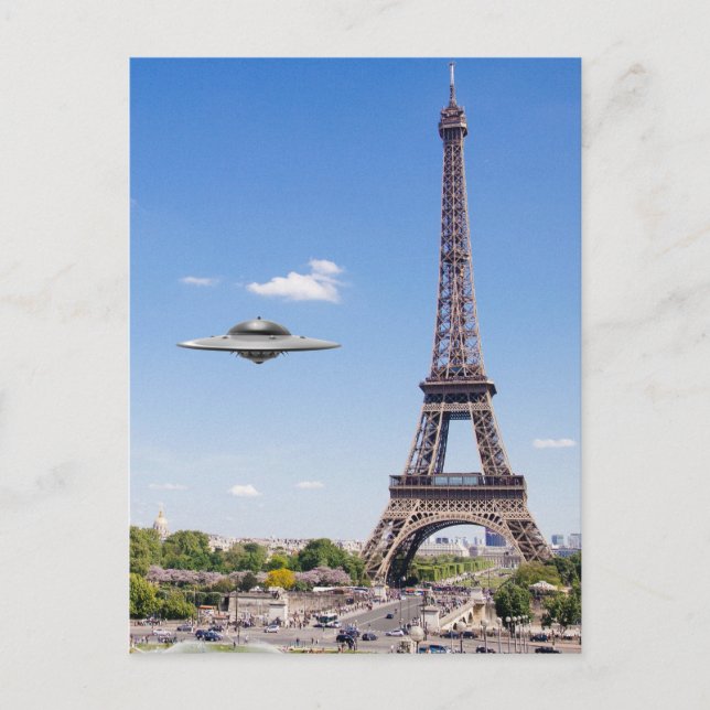 FLYING SAUCER OVER PARIS POSTCARD (Front)