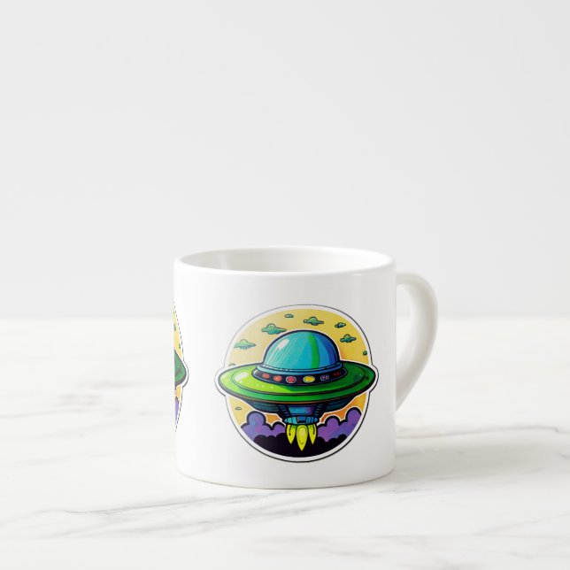 Flying Saucer Sticker Art Espresso Mug  (Front Right)