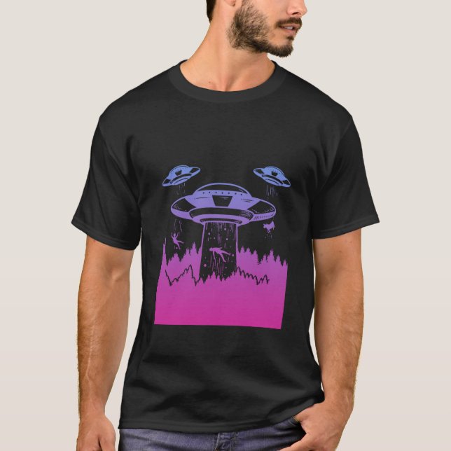 Flying Saucer UFO  Astronauts are Aliens T-Shirt (Front)