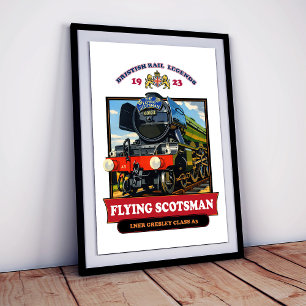 Flying Scotsman 4472 Steam Locomotive Retro Poster
