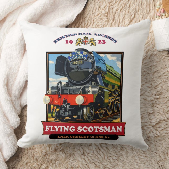 Flying Scotsman 4472 Steam Locomotive Retro Poster Cushion (Blanket)