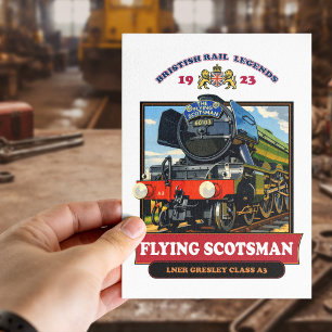 Flying Scotsman 4472 Steam Locomotive Retro Poster Postcard