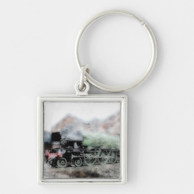 Flying Scotsman Steam Engine Grunge Key Chain (Front)