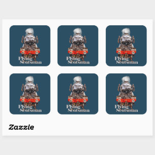 Flying Scotsman – Steam Locomotive Illustration Square Sticker