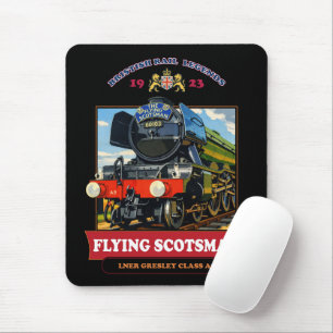 Flying Scotsman Steam Locomotive Vintage Poster Mouse Pad