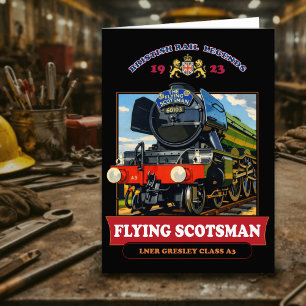 Flying Scotsman Steam Locomotive Vintage Poster Thank You Card