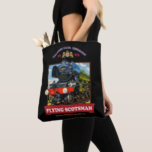 Flying Scotsman Steam Locomotive Vintage Poster Tote Bag