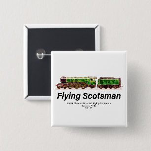 Flying Scotsman Steam Train English Locomotive  15 Cm Square Badge