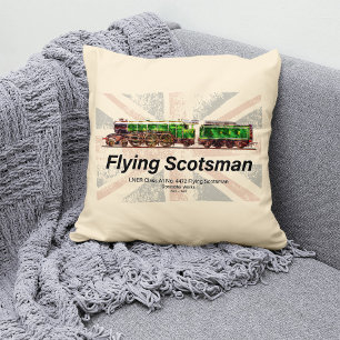 Flying Scotsman Steam Train English Locomotive Cushion
