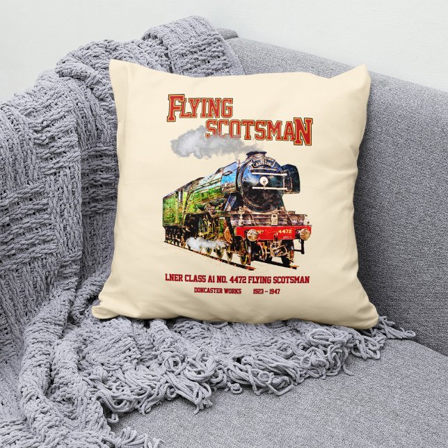 Flying Scotsman Steam Train English Locomotive  Cushion (Creator Uploaded)