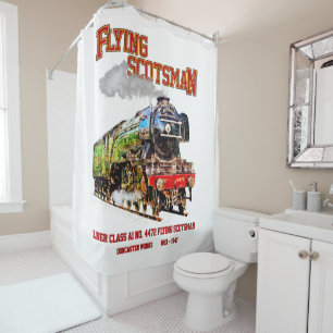 Flying Scotsman Steam Train English Locomotive Shower Curtain