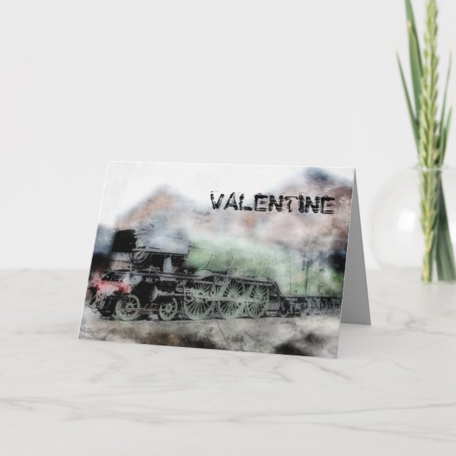 Flying Scotsman Vintage Steam Train Valentine Card (Front)