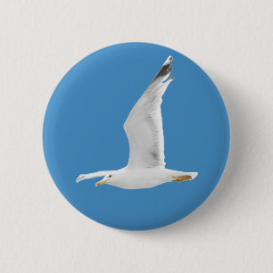 Flying seagull 6 cm round badge