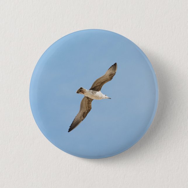 Flying seagull 6 cm round badge (Front)
