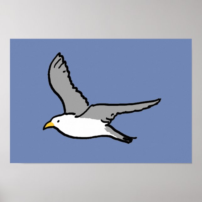 Flying Seagull. A Bird in Flight Poster (Front)