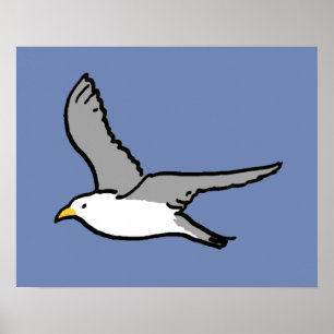 Flying Seagull. A Bird in Flight Poster