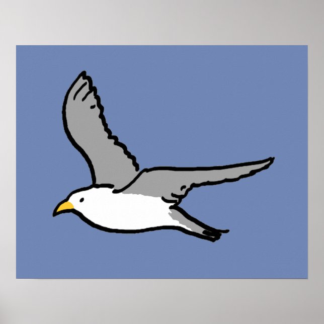 Flying Seagull. A Bird in Flight Poster (Front)