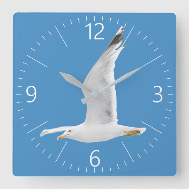 Flying seagull square wall clock (Front)