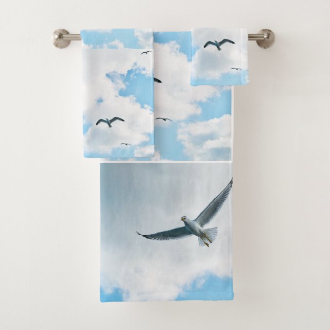 Flying Seagulls Bathroom Towel Set (Insitu)