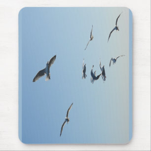 Flying Seagulls Coastal Ocean Bird Nature Desk Mouse Pad