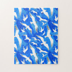 Flying seagulls on sky blue jigsaw puzzle