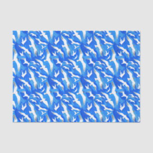 Flying seagulls on sky blue tissue paper