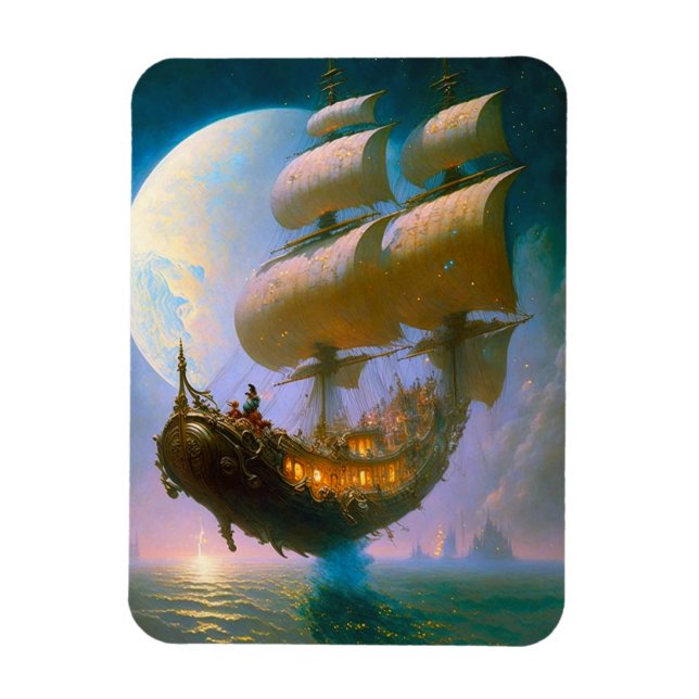Flying Ship Fantasy Art Magnet (Vertical)