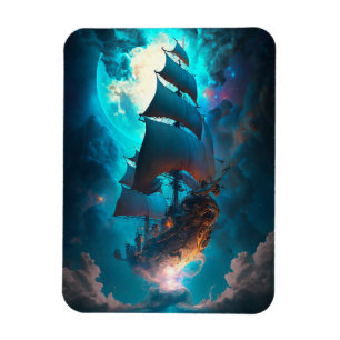 Flying Ship Fantasy Art Magnet