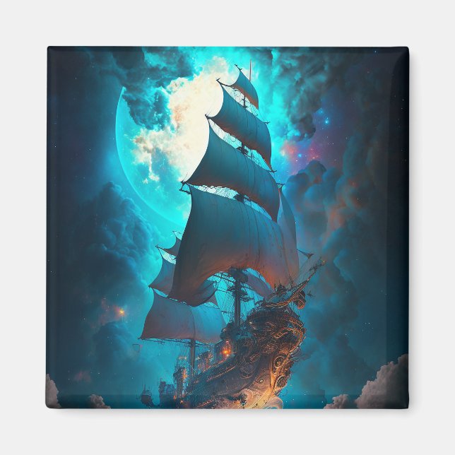 Flying Ship Fantasy Art Magnet (Front)