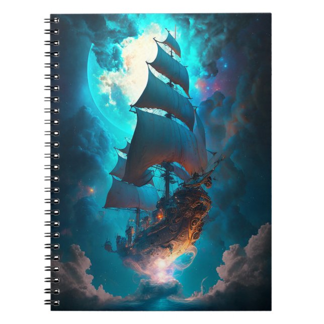 Flying Ship Fantasy Art Notebook (Front)