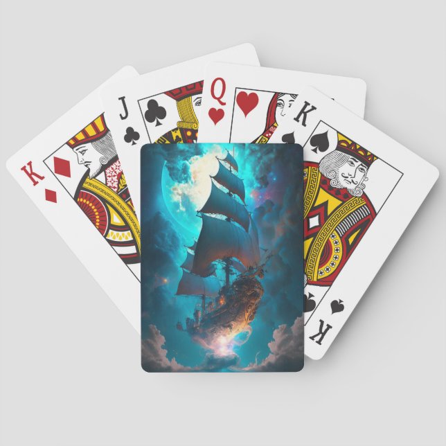 Flying Ship Fantasy Art Playing Cards (Back)