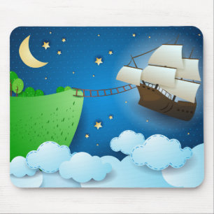 Flying ship on landing mouse pad