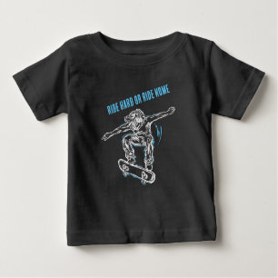 Flying Skater Doing Mid-Air Skateboarding Baby T-Shirt