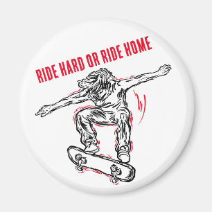 Flying Skater Doing Mid-Air Skateboarding Magnet