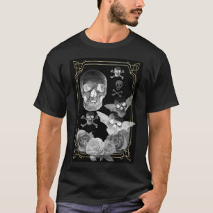 Flying skulls and gothic roses T-Shirt