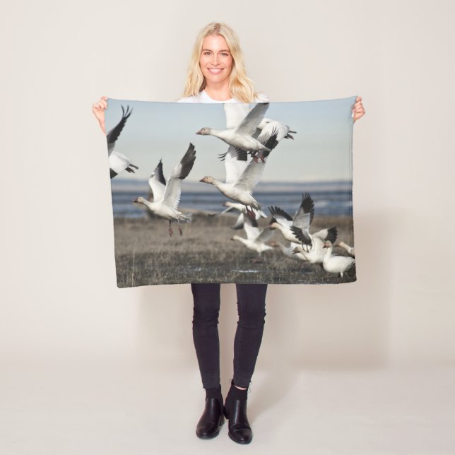 Flying Snow Geese Fleece Blanket (In Situ)