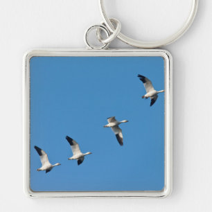 Flying Snow Geese Key Ring