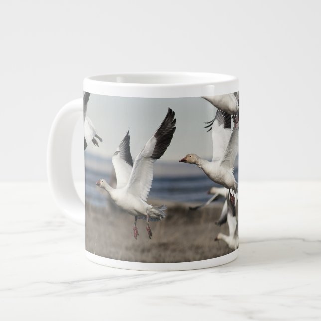 Flying Snow Geese Large Coffee Mug (Front Left)
