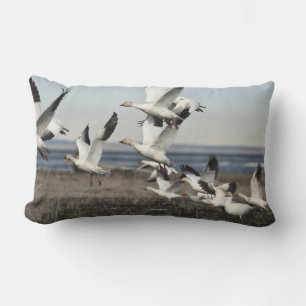 Flying Snow Geese Lumbar Cushion