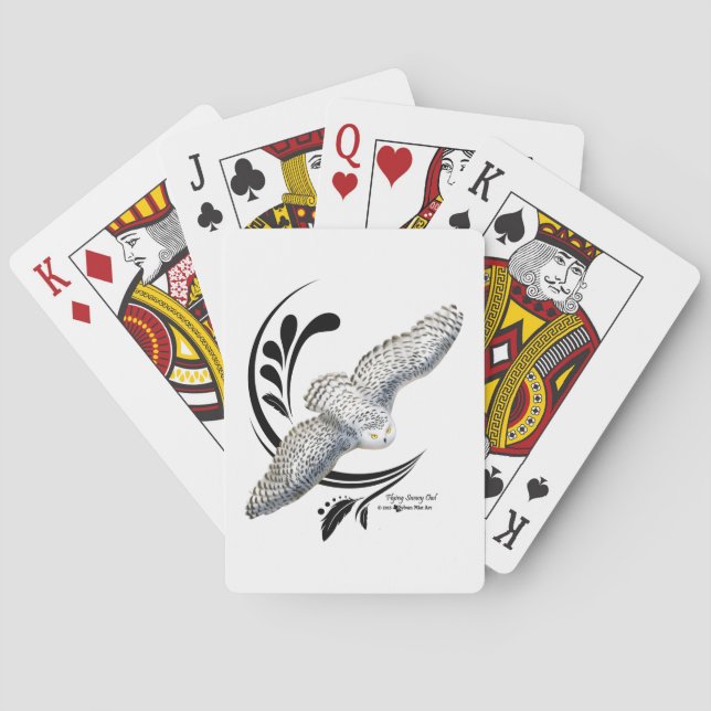 Flying Snowy Owl Playing Cards (Back)
