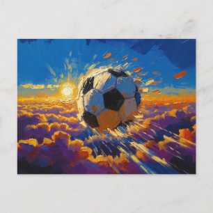 Flying Soccer Ball Artwork (Oil Painting No. 2) Postcard