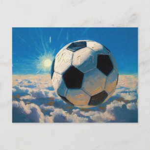 Flying Soccer Ball Artwork (Oil Painting No. 5) Holiday Postcard
